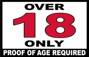 LETRERO PLÁSTICO PVC LISO SOLO PRUEBA DE EDAD REQUERIDO MAYOR DE 18 AÑOS (ELIGE TALLA)  - Imagen 1 de 7