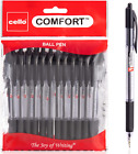 Cello Ballpoint Pen Black Pens Comfort Grip Ball Pens Medium Point Biros,Retract