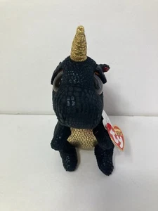 TY BEANIE BOOS~GRINDAL THE DRAGON BLACK & RED 6"~NEW with Tags - Picture 1 of 7