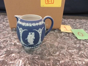 Wedgwood Large Creamer Pitcher Gravy Bowl Jasperware Cobalt Blue 1872 Antique - Picture 1 of 7