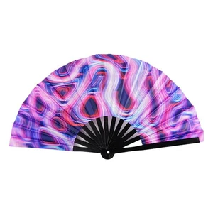 `Gradient Colorful Reflective Foldable Fan Magic Soft Cloth Fan Fiber K8I4 - Picture 1 of 30