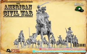 Battlecat Amercian Civil War Union Dragoon Cavalry with Guns x6 28mm 1/56 - Picture 1 of 3