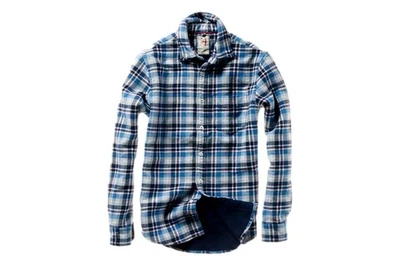 Camisa de franela Relwen doble cara para hombre mediana Lt gris y azul a cuadros Foto 1 de 4