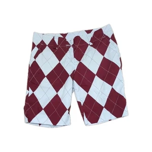 Pantaloncini da golf donna Loudmouth taglia 6 bordeaux e bianco Argyle - Foto 1 di 10
