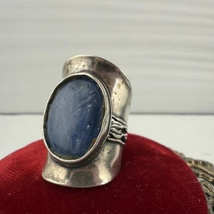 Israeli Sterling Silver 925 Kyanite Statement Ring Size 6 Artisan Lenox - Picture 1 of 8