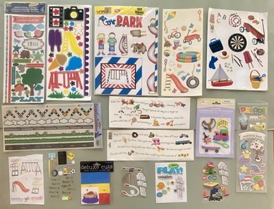 ¡OFERTA! ¡Lote de pegatinas y kit de chatarra de parque de juguetes para niños! Bicicleta pequeña amarilla, etc. Foto 1 de 4