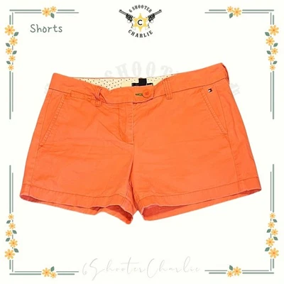 Pantalones Cortos Chinos Para Mujer Tommy Hilfiger Frente Plano Naranja Talla 6 Forro a Lunares Foto 1 de 4