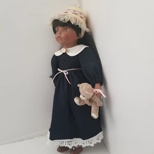 Charming Victorian Century Brand Bisque African American Black Girl Doll w Bear - Picture 1 of 17