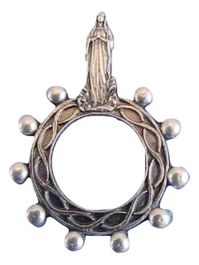 Muttergottes von Lourdes Silhouette italienischer Finger Rosenkranz Ring Taschenandacht - Bild 1 von 1