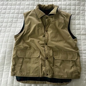 Vintage WOOLRICH Mens Vest Reversible Wool Tartan Plaid Lined Outdoor Hunting L - Picture 1 of 12
