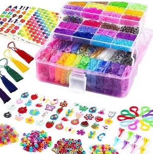 Loom Bänder 15000+ Stk. bunte Gummibänder Set + Haken Webrahmen Webhaken basteln - Bild 1 von 3
