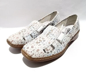 Rieker Crema Beige Cuero Genuino Verano Mocasines Zapatos Planos Mujer Reino Unido 6.5 Nuevo - Imagen 1 de 6