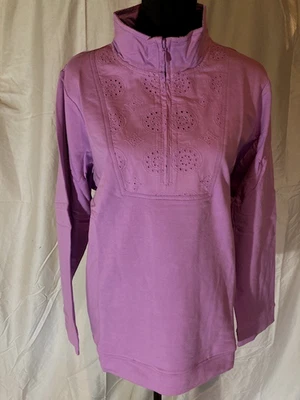 SPORT SAVVY VIOLET EYELET MOCK NECK LONG SLEEVE SWEATSHIRT SIZE 1X NEW IN BAG - Image 1 of 4