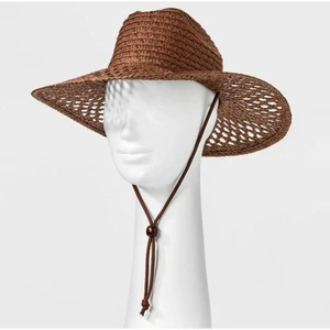 NUOVO cappello Paper Rancher donna L/XL marrone tessuto a mano intrecciato modello foro aperto - Foto 1 di 8