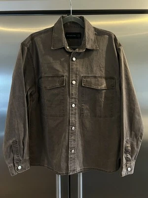 NUEVO Abercrombie Fitch Hombres S Marrón Lona Pesada Abotonada Camisa Chaqueta Chamarra Foto 1 de 4