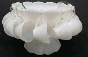 Juego de ponche de uva cosecha vidrio leche Anchor Hocking de colección con base y 12 tazas y cucharón - Imagen 1 de 6