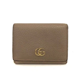 GUCCI GG Marmont Leather Compact Trifold Wallet Beige/8BG0081 - Picture 1 of 8