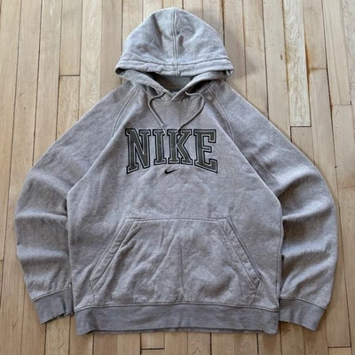 VTG 90s Nike Center Swoosh Spell Out Hoodie Sweatshirt Y2K Size M Tan RARE - Image 1 of 4