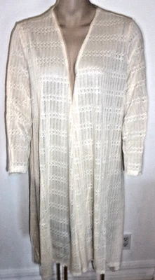 Cárdigan marca Slinky frente abierto suave tejido crema mangas 3/4 talla grande Foto 1 de 4