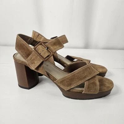 Sandalias Donald J. Pliner para mujer 10M Geni marrón camel gamuza tacones altos nuevas con etiquetas Foto 1 de 4