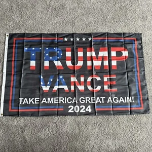 NWOT Trump Vance 2024 Flag 3x5 Outdoor Take America Great Again Error Black Flag - Picture 1 of 3