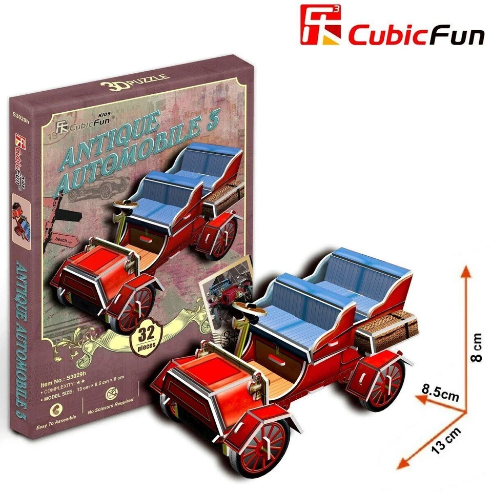 CUBIC FUN 32pcs Antique Automobile Car 3 DIY 3D Puzzle Model Building Kit Toy - Image 1 of 2