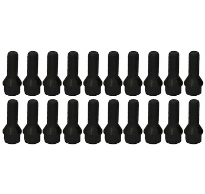 20x RADSCHRAUBEN RADBOLZEN M14 x 1,5 28mm schwarz AUDI A1 A2 A3 A4 A5 A6 A7 A8 - Bild 1 von 2