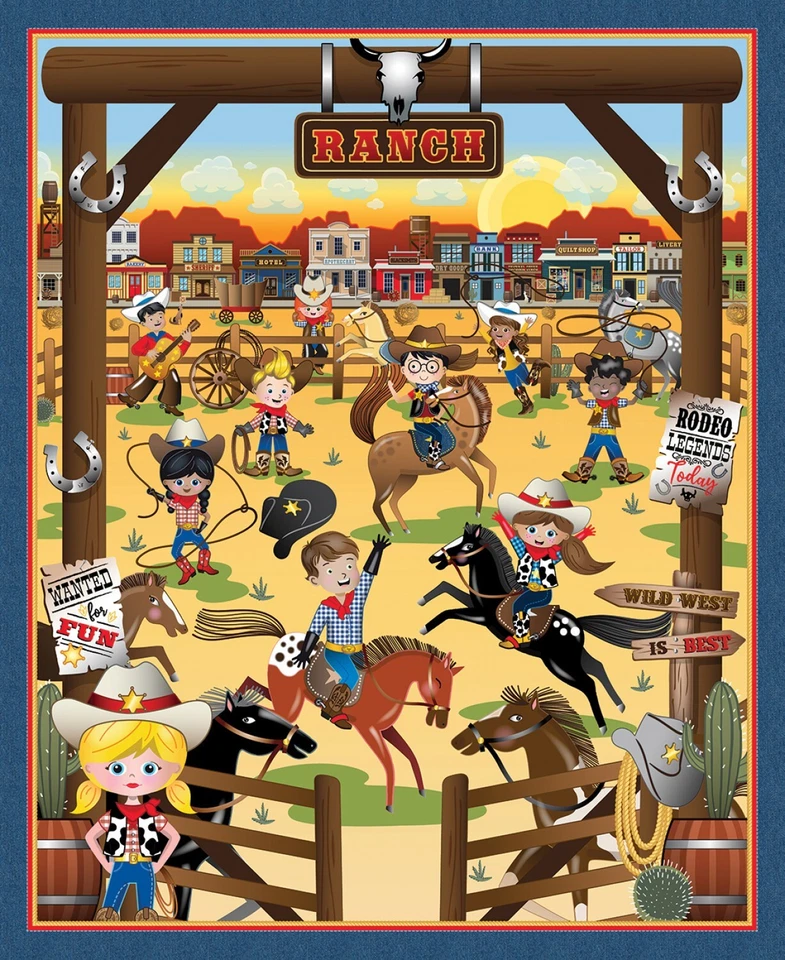 Little Buckaroos Fabric Panel by Benartex Panel is approx. 36"X42" - Image 1 of 1