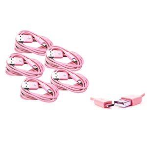 5X 6FT MICRO USB DATA SYNC CHARGER CABLE PINK DROID HTC EVO ONE NEXUS 7 KINDLE - Picture 1 of 1