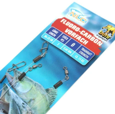 Fluoro-Carbon Vorfach Raubfischvorfach Karabiner Wirbel Hecht Zander 30+35cm