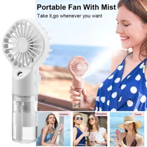 Handheld Mist Fan With Water Humidifier Cooler Rechargeable Mini Hand Spray Fans - Picture 1 of 21