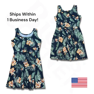 Fensace Floral Dress Women's XL Blue Bouffant A-Line Summer Spring Hawaiian - Picture 1 of 20