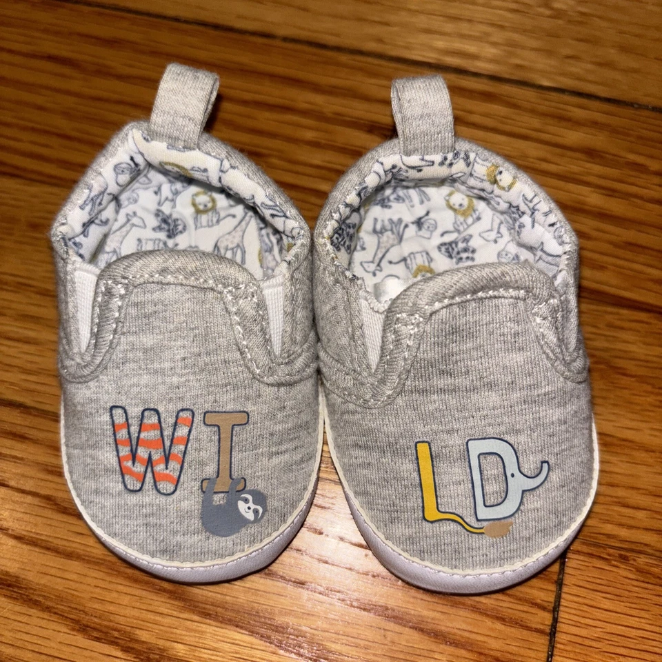 Newborn Baby Boy shoes  Size 0-3 Month Child Of Mine By Carters Grey - Image 1 of 3
