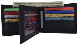 Mens RFID Blocking Premium Leather Bifold Multi-Card Compact Center Flip Wallet - Picture 1 of 30