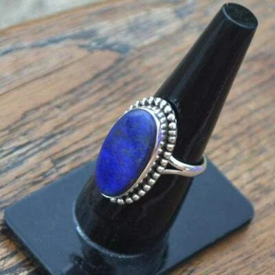 Belli Blu Lapislazzuli Gemma 925 Argento Sterling Handmade Ring Tutte le Misure - Immagine 1 di 4