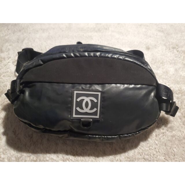 Chanel XL Oversized Fanny Pack Sling Gym Sport Black Nylon Cross Body Bag