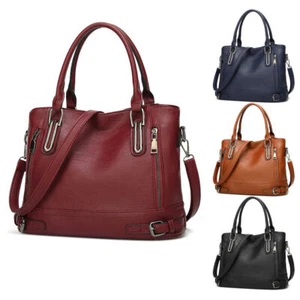 Schultertasche Damen Handtasche Weiches Leder Groß Shopper Tasche Umhängetasche - Bild 1 von 16