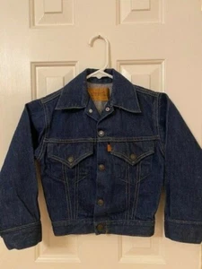 LEVIS ORANGE TAB Denim Jean Trucker Jacket Kids Size 8 Blue Vtg 1970's - Picture 1 of 4