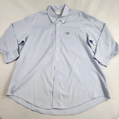 Brooks Brothers Camicia 17.5 -2/3 Blu Elasticizzato Non Stirare Oxford Uomo - Immagine 1 di 4