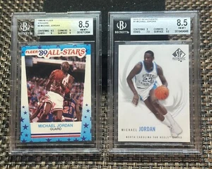 Michael Jordan 1989-90 Fleer All-Star Stickers + SP Authentic (2 card BGS lot) - Picture 1 of 9
