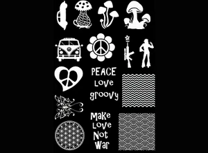 Calcomanías retro hippie de vidrio fundido blancas de 1 pulgada de 17 piezas - Imagen 1 de 2