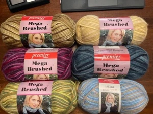 Premier Yarns MEGA BRUSHED - acrylic 3.5oz / 100g / 175m / 191yds - Picture 1 of 31