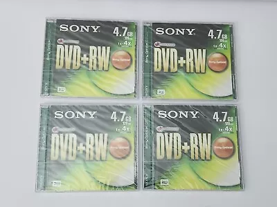 NEW SEALED ×4 Sony DVD+ RW Optical 4.7GB 120min 1x - 4x Compatible - Image 1 of 4