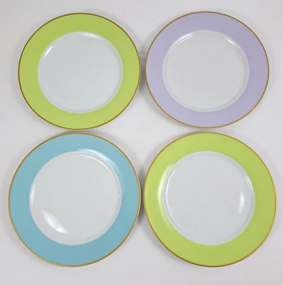 RARO Juego de 4 platos de cena Williams Sonoma borde pastel borde dorado - WSO141 Foto 1 de 4