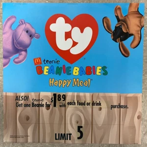 Cóster de exhibición de doble cara de McDonalds 1998 Teenie Beanie Babies 22X22" PB50 - Imagen 1 de 8