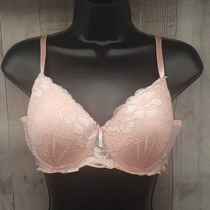 Jessica Simpson Intimates Bra Peachy Pink Floral Lace Padded Underwire Size 38C - Picture 1 of 18