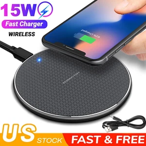 15W Wireless Charger Fast Charging Pad For iPhone 14 13 12 11 XS Pro Max XR X US - Picture 1 of 13