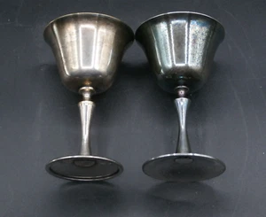 Vtg. Set/2 De Uberti Silver-Plate Wine Goblets/Chalices 4 3/4" Tall Italy/Brazil - Picture 1 of 11