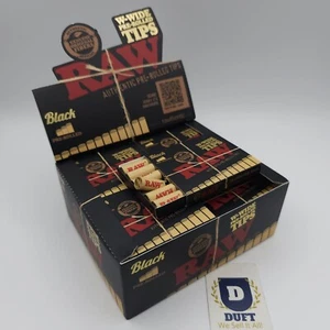 RAW Black W Wide Pre Rolled Prerolled Filter Tips Roach 1 3 6 10 20 Full Box - Picture 1 of 11