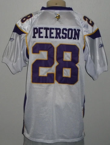 Adrian Peterson #28 Minnesota Vikings Reebok Sewn White NFL Jersey Men 52/XL Cover